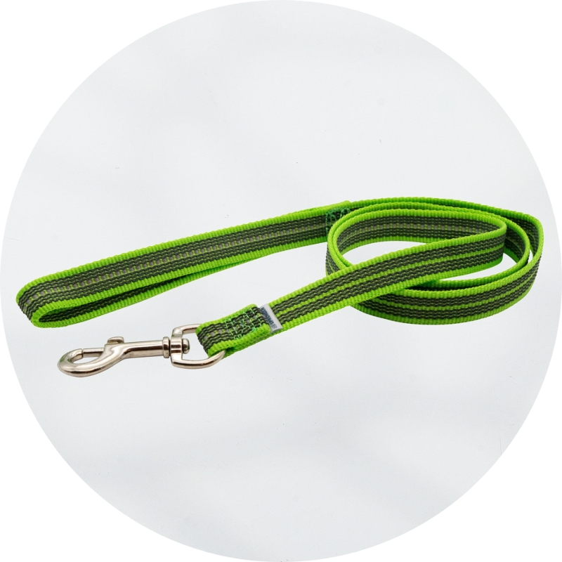 Herm Sprenger Rubberised Nylon Long Lead Neon Green Reflective
